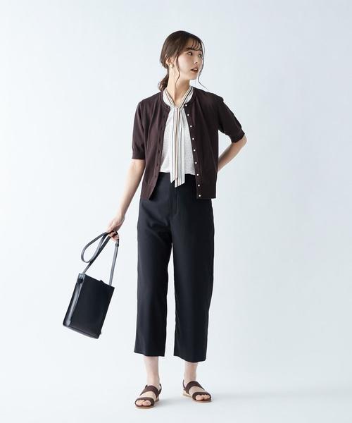 J.PRESS(ジェイプレス)の「【洗える】半袖クルーカーディガン ニット(カーディガン/ボレロ・レディース・ホワイト系/ブラック系/ダークブラウン系・T13/T15)」の9枚目の写真