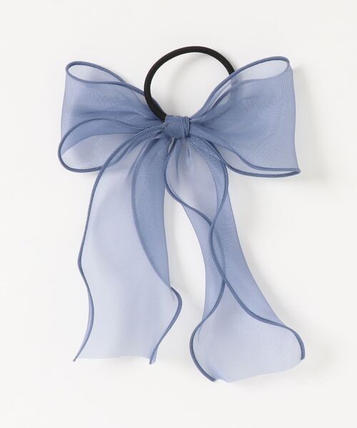 オーガンジーリボン ヘアゴム 青の貝がら オーガンジーリボンヘアゴム 青の貝がら