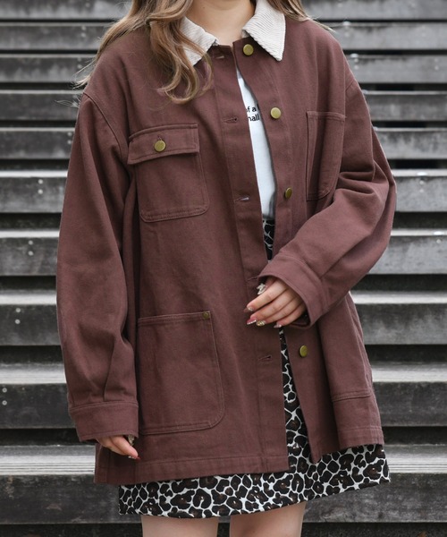 PairPair（ペアペア）の「襟配色カバーオール(ユニセックス)（カバーオール・メンズ・ベージュ/カーキ/ブラウン・MEDIUM/LARGE）」の17枚目の写真