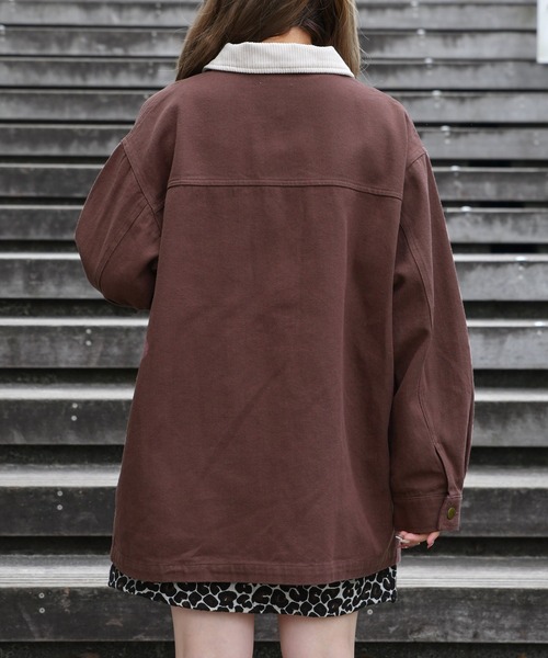 PairPair（ペアペア）の「襟配色カバーオール(ユニセックス)（カバーオール・メンズ・ベージュ/カーキ/ブラウン・MEDIUM/LARGE）」の6枚目の写真