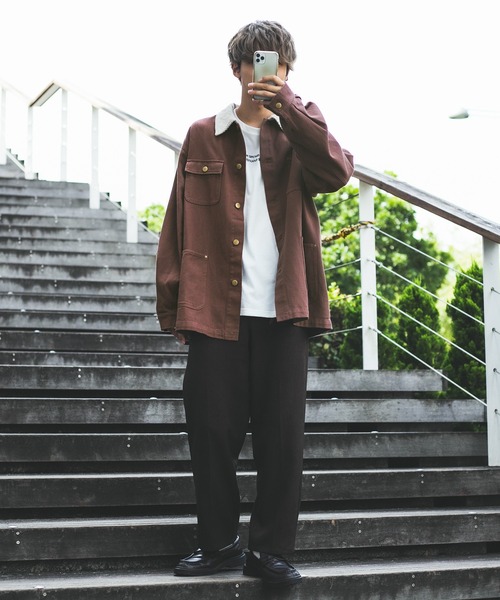 PairPair（ペアペア）の「襟配色カバーオール(ユニセックス)（カバーオール・メンズ・ベージュ/カーキ/ブラウン・MEDIUM/LARGE）」の10枚目の写真