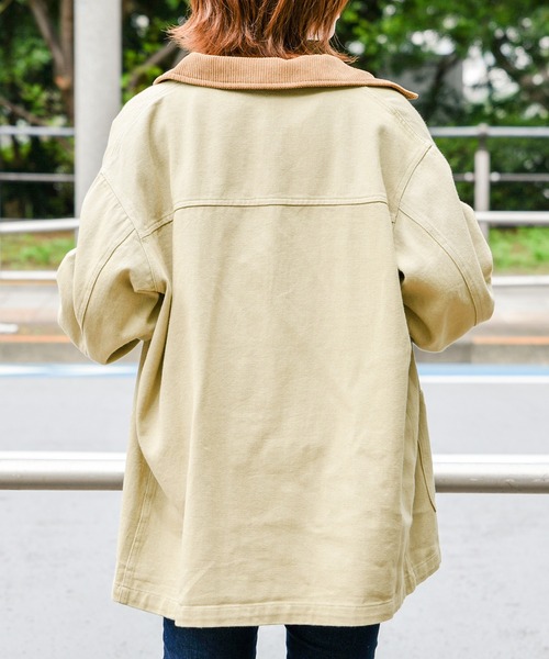 PairPair（ペアペア）の「襟配色カバーオール(ユニセックス)（カバーオール・メンズ・ベージュ/カーキ/ブラウン・MEDIUM/LARGE）」の7枚目の写真