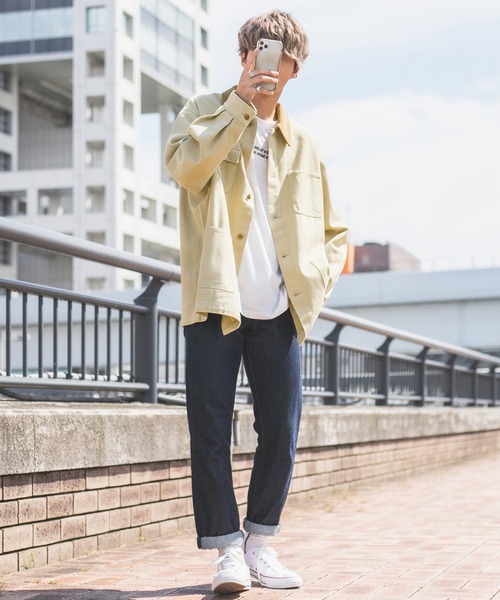 PairPair（ペアペア）の「襟配色カバーオール(ユニセックス)（カバーオール・メンズ・ベージュ/カーキ/ブラウン・MEDIUM/LARGE）」の11枚目の写真