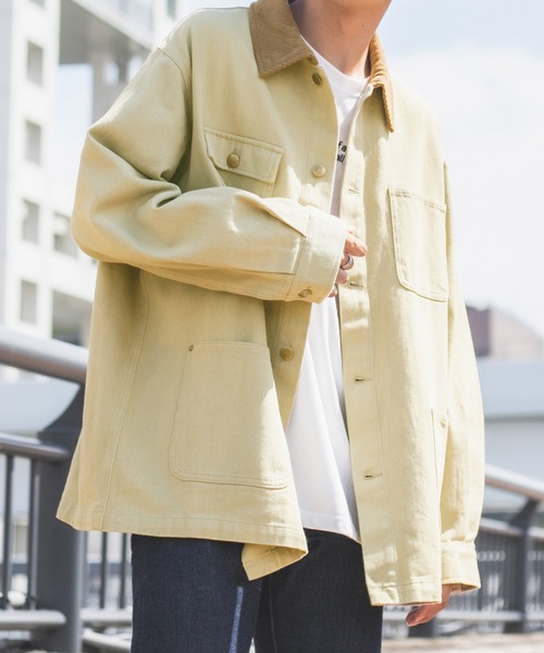 PairPair（ペアペア）の「襟配色カバーオール(ユニセックス)（カバーオール・メンズ・ベージュ/カーキ/ブラウン・MEDIUM/LARGE）」の15枚目の写真