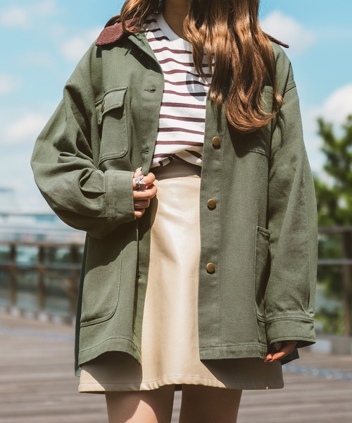 PairPair（ペアペア）の「襟配色カバーオール(ユニセックス)（カバーオール・メンズ・ベージュ/カーキ/ブラウン・MEDIUM/LARGE）」の12枚目の写真