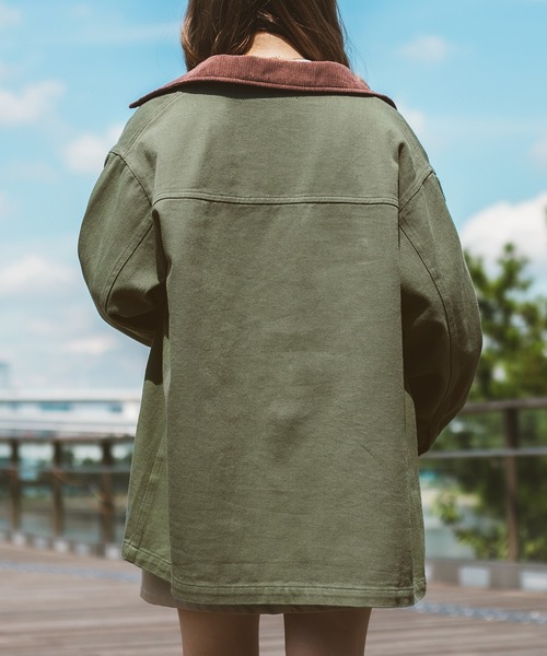 PairPair（ペアペア）の「襟配色カバーオール(ユニセックス)（カバーオール・メンズ・ベージュ/カーキ/ブラウン・MEDIUM/LARGE）」の19枚目の写真