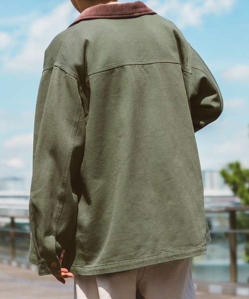 PairPair（ペアペア）の「襟配色カバーオール(ユニセックス)（カバーオール・メンズ・ベージュ/カーキ/ブラウン・MEDIUM/LARGE）」の16枚目の写真