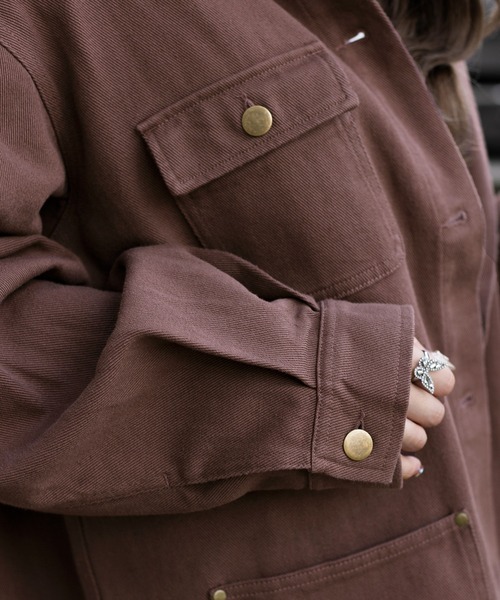 PairPair（ペアペア）の「襟配色カバーオール(ユニセックス)（カバーオール・メンズ・ベージュ/カーキ/ブラウン・MEDIUM/LARGE）」の13枚目の写真