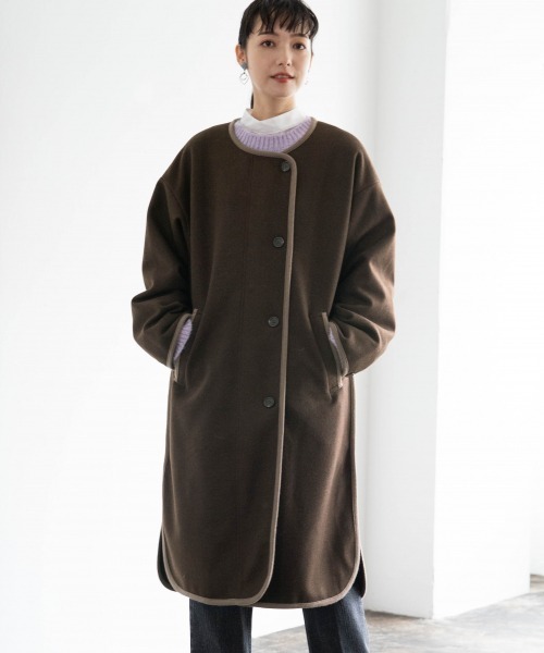 LOWRYS FARM（ローリーズファーム）の「ＴＲパイピングコート　919018（その他アウター・レディース・アイボリー/ブラウン/モカ・FREE）」の21枚目の写真