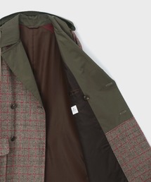 LANVIN PARIS ステンカラーロングコート ネイビー M-L チェック柄 LANVIN PARIS ステンカラーロングコート ネイビー M-L チェック