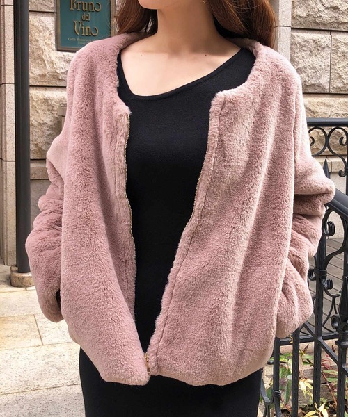 ボリュームフェイクファーショートコート・ジャケット/20655