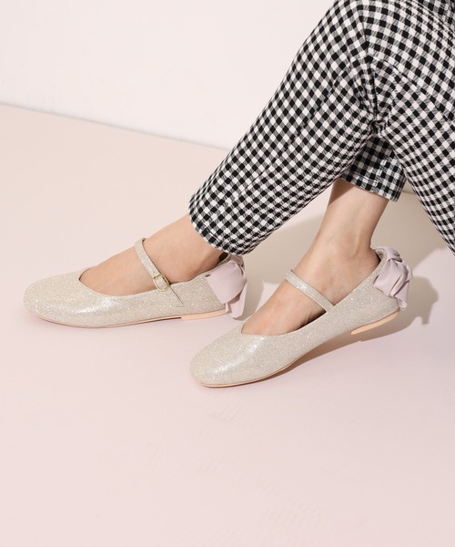 one after another NICE CLAUP(ワンアフターアナザーナイスクラップ)の「バックリボンバレエシューズ(バレエシューズ・レディース・ゴールド/シルバー/ベージュ・SMALL/LARGE/MEDIUM)」の4枚目の写真