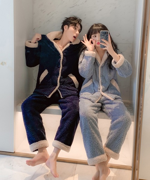 aimoha（アイモハ）の「ユニセックスモコモコ開襟パジャマ（ルーム