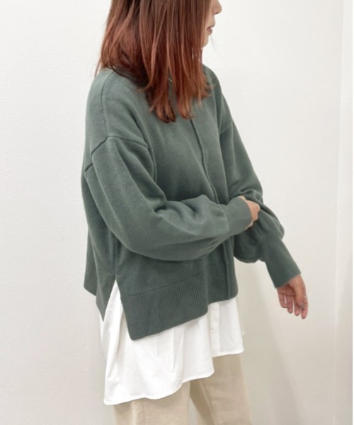 apres jour mignon（アプレジュールミニョン）の「ハイネックニット＋シャツライクインナー【ZOZOTOWN限定アイテム】（ニット/セーター・レディース・ブラック/ダークブルー/グリーン/アイボリー・X-LARGE/フリー）」の3枚目の写真