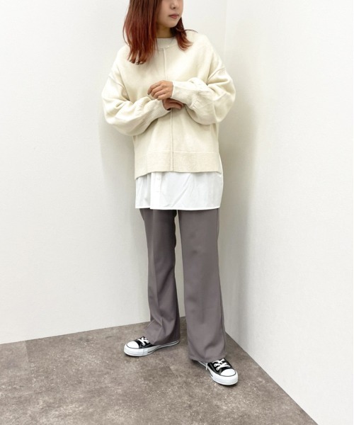 apres jour mignon（アプレジュールミニョン）の「ハイネックニット＋シャツライクインナー【ZOZOTOWN限定アイテム】（ニット/セーター・レディース・ブラック/ダークブルー/グリーン/アイボリー・X-LARGE/フリー）」の5枚目の写真