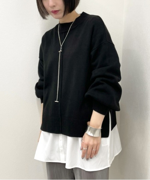 apres jour mignon（アプレジュールミニョン）の「ハイネックニット＋シャツライクインナー【ZOZOTOWN限定アイテム】（ニット/セーター・レディース・ブラック/ダークブルー/グリーン/アイボリー・X-LARGE/フリー）」の7枚目の写真