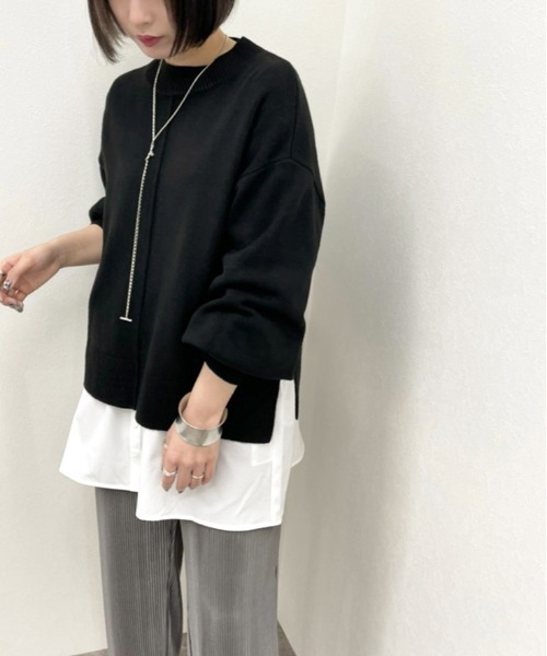 apres jour mignon（アプレジュールミニョン）の「ハイネックニット＋シャツライクインナー【ZOZOTOWN限定アイテム】（ニット/セーター・レディース・ブラック/ダークブルー/グリーン/アイボリー・X-LARGE/フリー）」の8枚目の写真