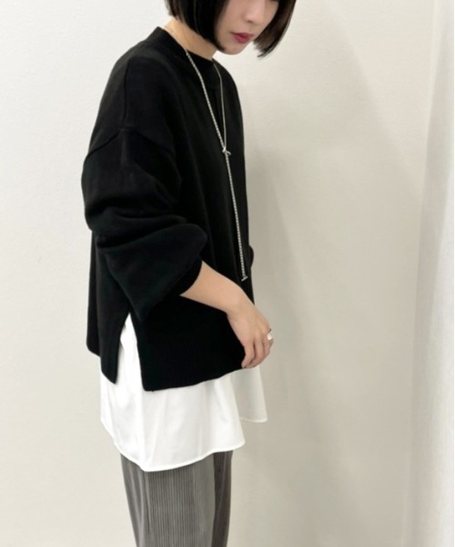 apres jour mignon（アプレジュールミニョン）の「ハイネックニット＋シャツライクインナー【ZOZOTOWN限定アイテム】（ニット/セーター・レディース・ブラック/ダークブルー/グリーン/アイボリー・X-LARGE/フリー）」の10枚目の写真