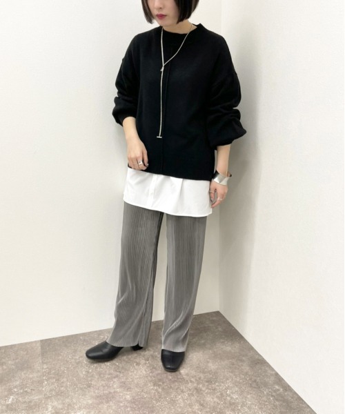 apres jour mignon（アプレジュールミニョン）の「ハイネックニット＋シャツライクインナー【ZOZOTOWN限定アイテム】（ニット/セーター・レディース・ブラック/ダークブルー/グリーン/アイボリー・X-LARGE/フリー）」の12枚目の写真
