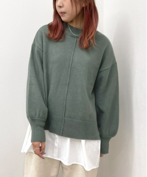 apres jour mignon（アプレジュールミニョン）の「ハイネックニット＋シャツライクインナー【ZOZOTOWN限定アイテム】（ニット/セーター・レディース・ブラック/ダークブルー/グリーン/アイボリー・X-LARGE/フリー）」の13枚目の写真