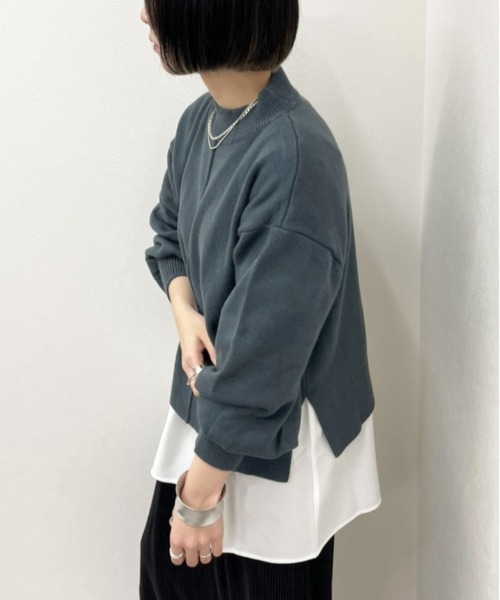apres jour mignon（アプレジュールミニョン）の「ハイネックニット＋シャツライクインナー【ZOZOTOWN限定アイテム】（ニット/セーター・レディース・ブラック/ダークブルー/グリーン/アイボリー・X-LARGE/フリー）」の22枚目の写真