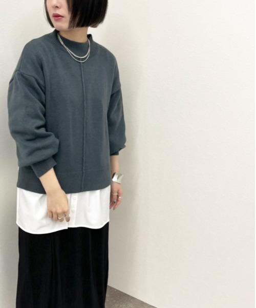 apres jour mignon（アプレジュールミニョン）の「ハイネックニット＋シャツライクインナー【ZOZOTOWN限定アイテム】（ニット/セーター・レディース・ブラック/ダークブルー/グリーン/アイボリー・X-LARGE/フリー）」の19枚目の写真