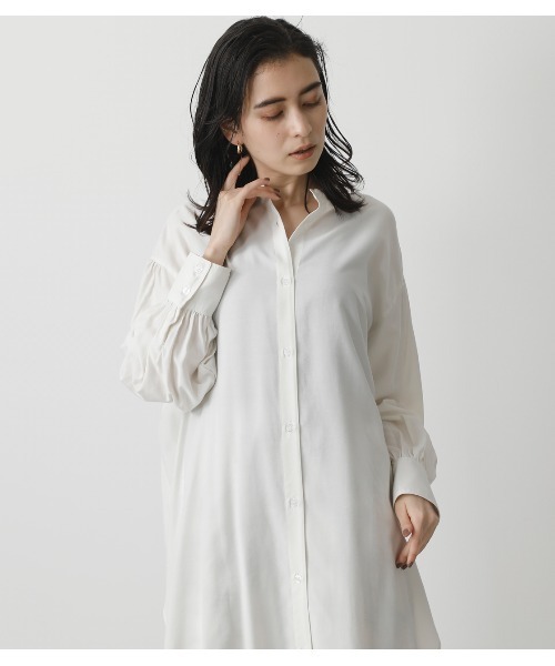 BAND COLLAR LONG SHIRT/バンドカラーロングシャツ（シャツ/ブラウス