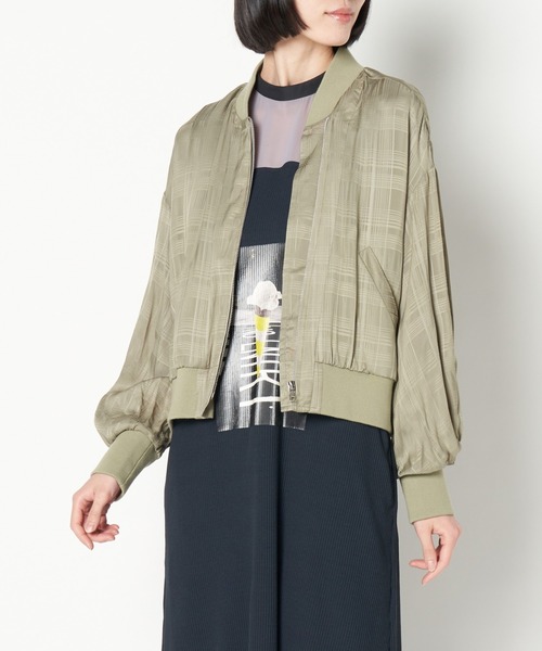 ライチ（ライチ）の「aurea/チェックシースルーブルゾン（ブルゾン・レディース・ブラック/ライトカーキ・FREE）」の6枚目の写真