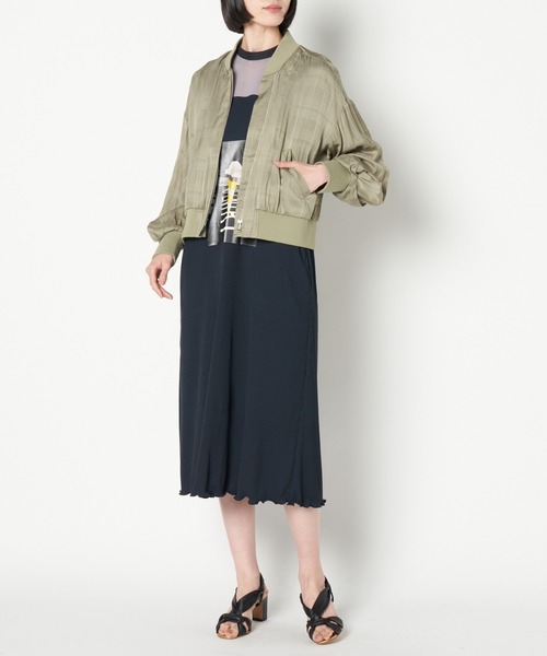 ライチ（ライチ）の「aurea/チェックシースルーブルゾン（ブルゾン・レディース・ブラック/ライトカーキ・FREE）」の13枚目の写真