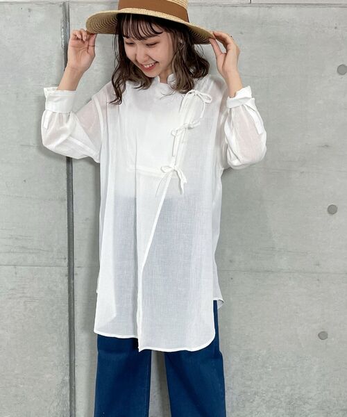 fredy repit（フレディレピ）の「チャイナディテールシャツ（シャツ/ブラウス・レディース・オフホワイト/ピンク・38）」の8枚目の写真