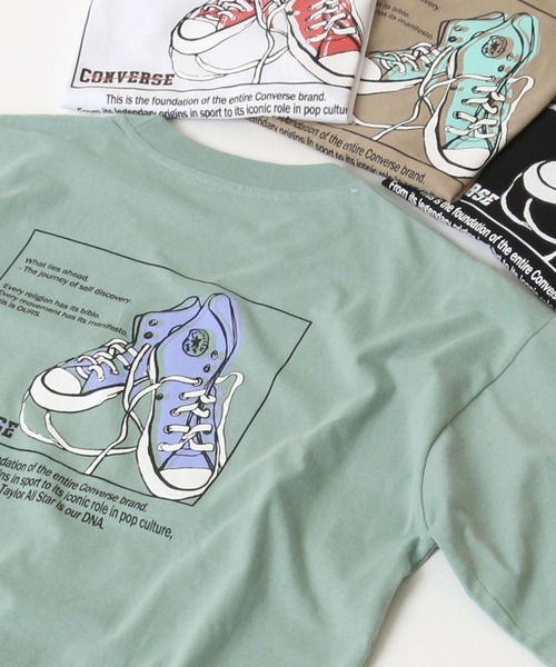CONVERSE（コンバース）の「CONVERSE/コンバース オールスター シューズ イラストプリントT（Tシャツ/カットソー・メンズ・ホワイト/ブラック/ベージュ/グリーン・LL/M/L）」の4枚目の写真