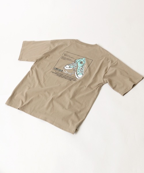 CONVERSE（コンバース）の「CONVERSE/コンバース オールスター シューズ イラストプリントT（Tシャツ/カットソー・メンズ・ホワイト/ブラック/ベージュ/グリーン・LL/M/L）」の5枚目の写真