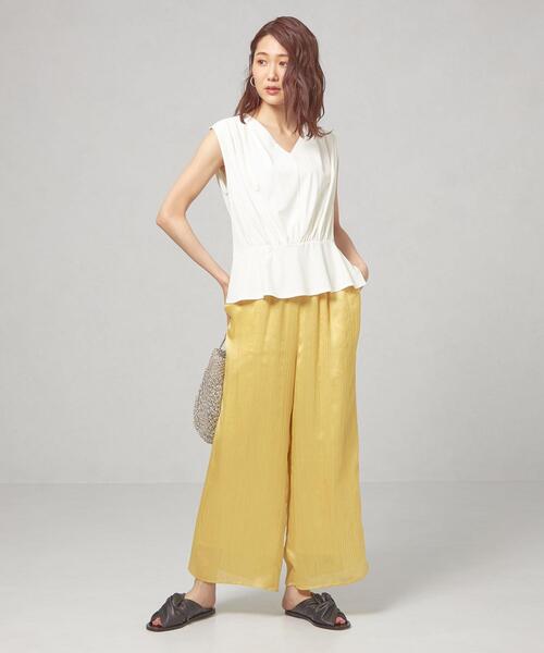 closet story（クローゼットストーリー）の「＜closet story＞ ウエストギャザー ペプラム カットソー（Tシャツ/カットソー・レディース・ホワイト/イエロー・FREE）」の5枚目の写真