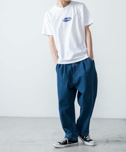 WEGO(ウィゴー)の「WEGO/ワンポイントオーバルロゴプリント半袖T(Tシャツ/カットソー・メンズ・ホワイト/ブルー・SMALL/MEDIUM/LARGE/X-LARGE)」の5枚目の写真