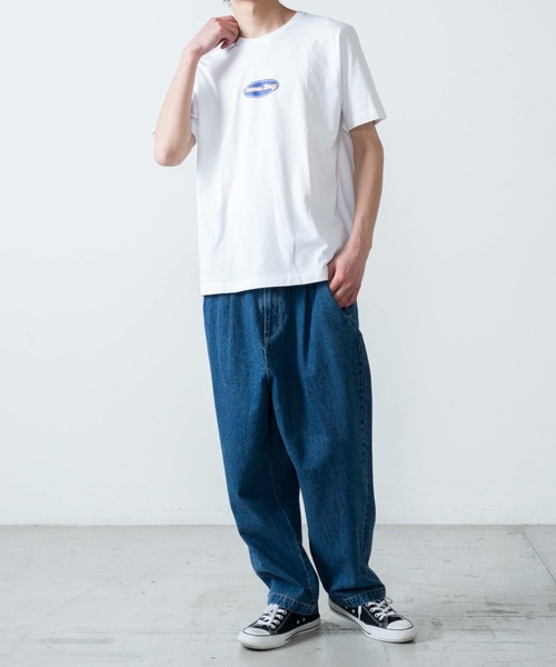 WEGO(ウィゴー)の「WEGO/ワンポイントオーバルロゴプリント半袖T(Tシャツ/カットソー・メンズ・ホワイト/ブルー・SMALL/MEDIUM/LARGE/X-LARGE)」の3枚目の写真