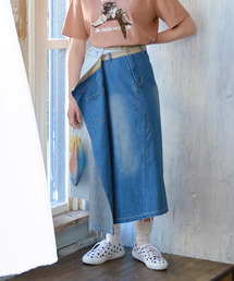 リメイク風ラップデニムスカート