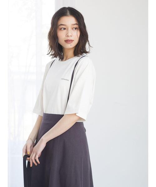 Green　Parks（グリーンパークス）の「プリントロゴTシャツ＊（Tシャツ/カットソー・レディース・イエロー/クリーム/チャコールグレー/グレイッシュベージュ・FREE）」の11枚目の写真