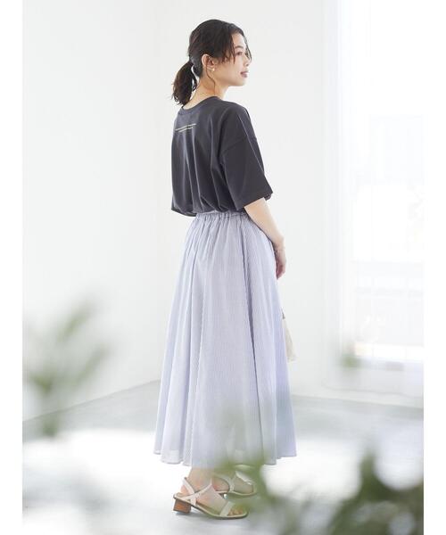 Green　Parks（グリーンパークス）の「プリントロゴTシャツ＊（Tシャツ/カットソー・レディース・イエロー/クリーム/チャコールグレー/グレイッシュベージュ・FREE）」の9枚目の写真