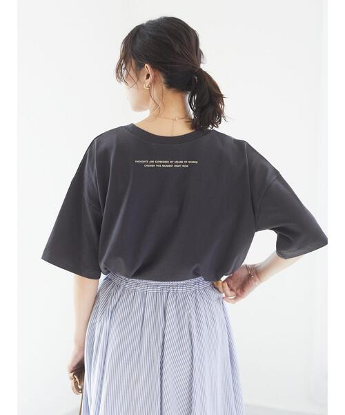Green　Parks（グリーンパークス）の「プリントロゴTシャツ＊（Tシャツ/カットソー・レディース・イエロー/クリーム/チャコールグレー/グレイッシュベージュ・FREE）」の6枚目の写真