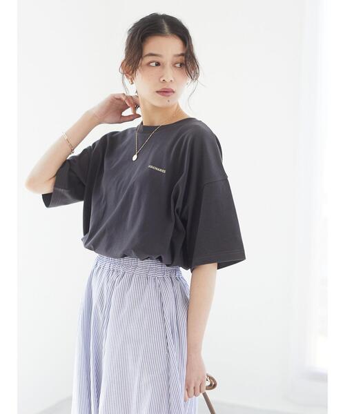 Green　Parks（グリーンパークス）の「プリントロゴTシャツ＊（Tシャツ/カットソー・レディース・イエロー/クリーム/チャコールグレー/グレイッシュベージュ・FREE）」の7枚目の写真