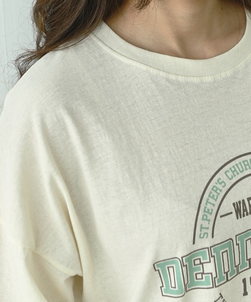 me+em select(ミームセレクト)の「DENMARK サークルカレッジロゴビッグT(Tシャツ/カットソー・レディース・ネイビー/アイボリー/ミント/クリーム・FREE)」の20枚目の写真
