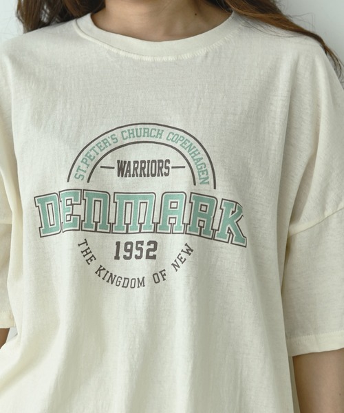 me+em select(ミームセレクト)の「DENMARK サークルカレッジロゴビッグT(Tシャツ/カットソー・レディース・ネイビー/アイボリー/ミント/クリーム・FREE)」の21枚目の写真