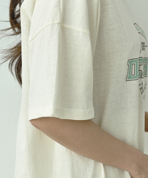 me+em select(ミームセレクト)の「DENMARK サークルカレッジロゴビッグT(Tシャツ/カットソー・レディース・ネイビー/アイボリー/ミント/クリーム・FREE)」の22枚目の写真