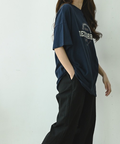 me+em select(ミームセレクト)の「DENMARK サークルカレッジロゴビッグT(Tシャツ/カットソー・レディース・ネイビー/アイボリー/ミント/クリーム・FREE)」の12枚目の写真
