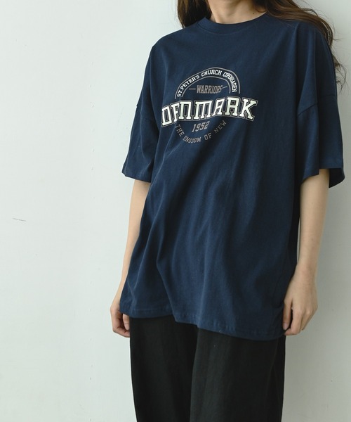 me+em select(ミームセレクト)の「DENMARK サークルカレッジロゴビッグT(Tシャツ/カットソー・レディース・ネイビー/アイボリー/ミント/クリーム・FREE)」の15枚目の写真
