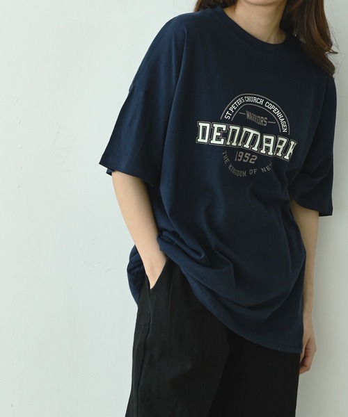 me+em select(ミームセレクト)の「DENMARK サークルカレッジロゴビッグT(Tシャツ/カットソー・レディース・ネイビー/アイボリー/ミント/クリーム・FREE)」の16枚目の写真