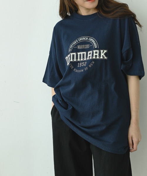 me+em select(ミームセレクト)の「DENMARK サークルカレッジロゴビッグT(Tシャツ/カットソー・レディース・ネイビー/アイボリー/ミント/クリーム・FREE)」の17枚目の写真