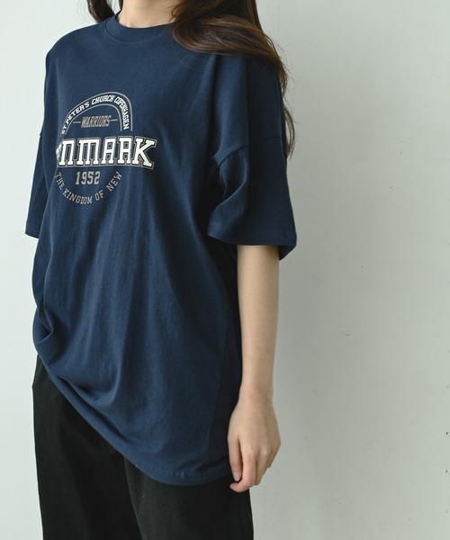 me+em select(ミームセレクト)の「DENMARK サークルカレッジロゴビッグT(Tシャツ/カットソー・レディース・ネイビー/アイボリー/ミント/クリーム・FREE)」の18枚目の写真