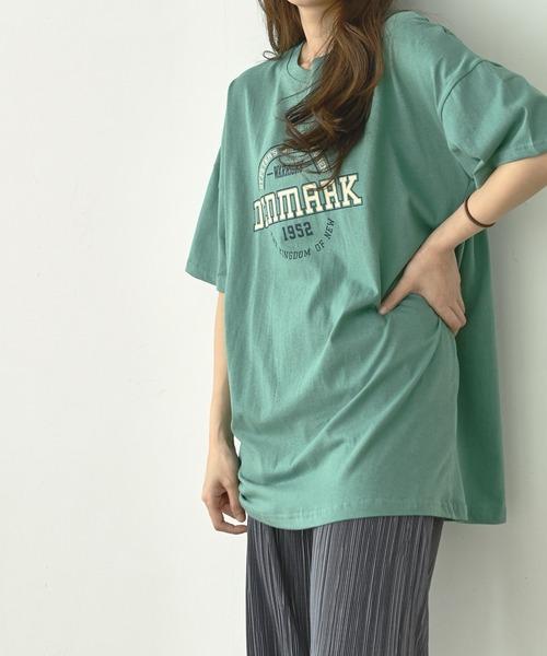 me+em select(ミームセレクト)の「DENMARK サークルカレッジロゴビッグT(Tシャツ/カットソー・レディース・ネイビー/アイボリー/ミント/クリーム・FREE)」の5枚目の写真