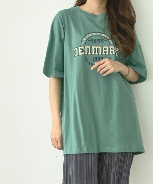 me+em select(ミームセレクト)の「DENMARK サークルカレッジロゴビッグT(Tシャツ/カットソー・レディース・ネイビー/アイボリー/ミント/クリーム・FREE)」の8枚目の写真